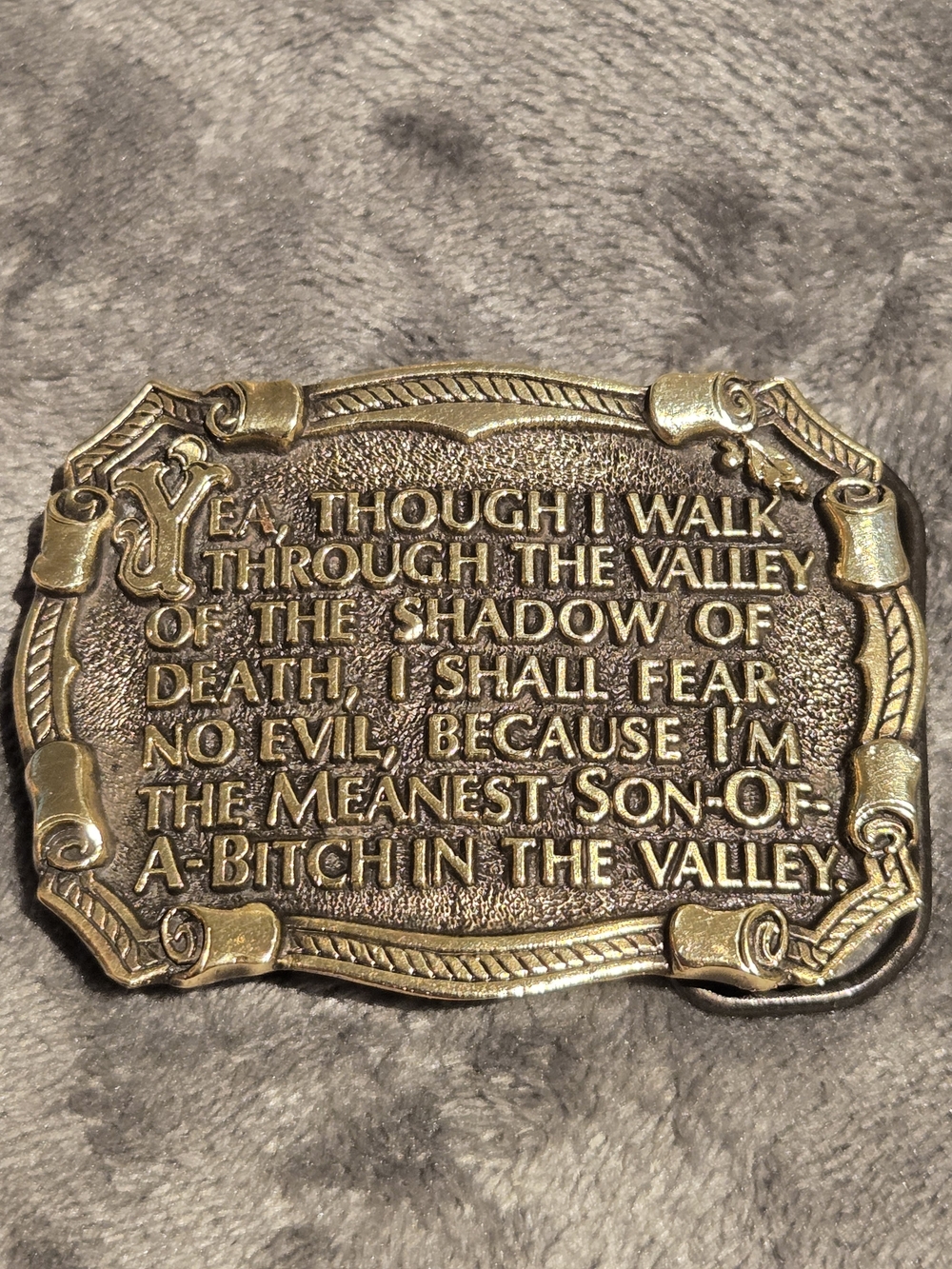 Valley of The Shadow of Death Psalms Mean SOB Fear No Evil Belt Buckle